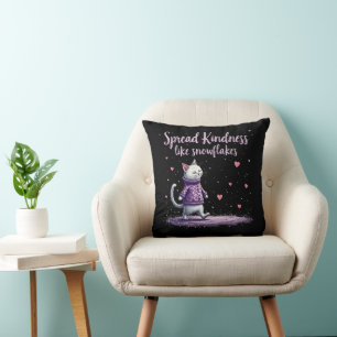 Spread Kindness Like Snowflakes Cosy Winter Vibes Cushion
