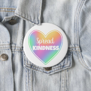 Spread Kindness Pastel Rainbow Heart Button