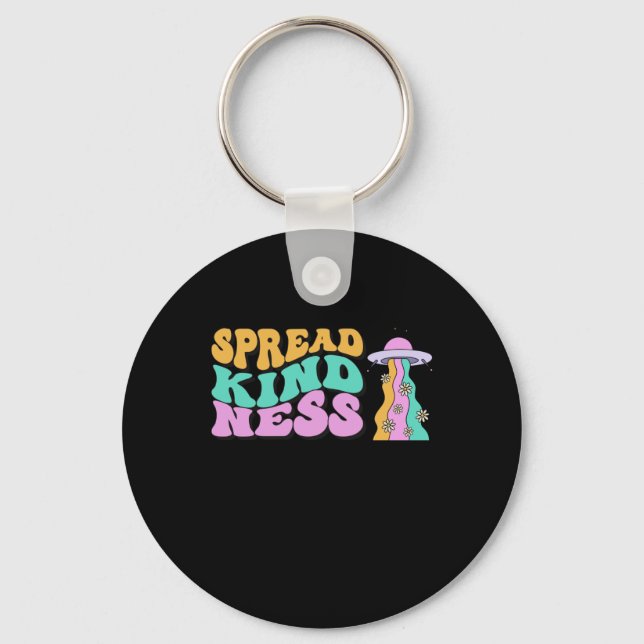 Spread Kindness Pastel Ufo Rainbow Sticker  Key Ring (Front)