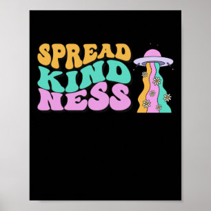 Spread Kindness Pastel Ufo Rainbow Sticker Poster