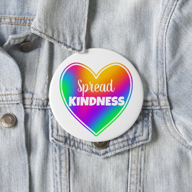 Spread Kindness Rainbow Heart Button (In Situ)