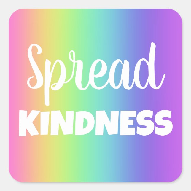 Spread Kindness Rainbow Square Sticker (Front)