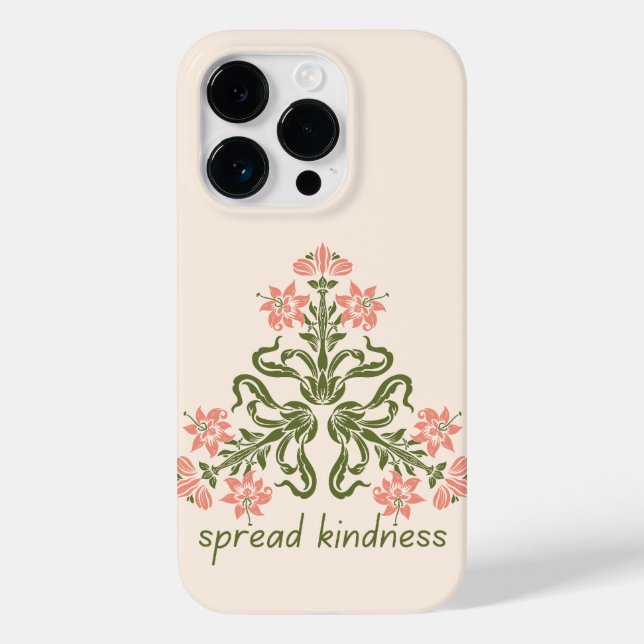 spread kindness retro pink flowers inspirational Case-Mate iPhone case (Back)
