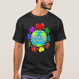 Spread Love Around The World Cute Rainbow Hearts L T-Shirt