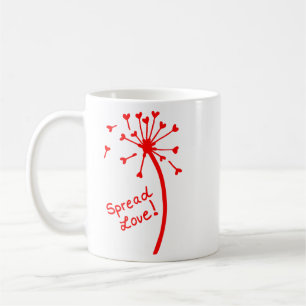 Spread Love Dandelion with seeds from hearts Coffee Mug