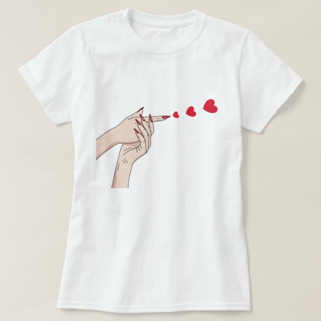 Spread Love, Finger Heart Gun Line Art T-Shirt (Design Front)