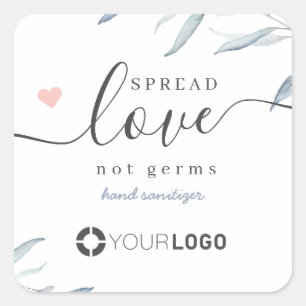 Spread Love Hand Sanitizer Blue Greenery logo Square Sticker