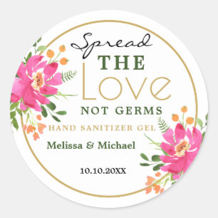 Spread Love Hand Sanitizer Floral Wedding Favour Classic Round Sticker