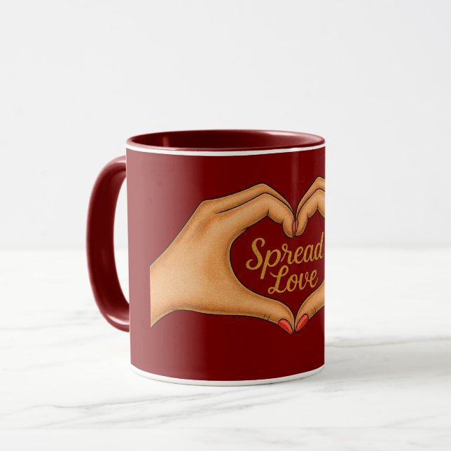 Spread Love Heart Hands Gold Combo Mug (Front Left)