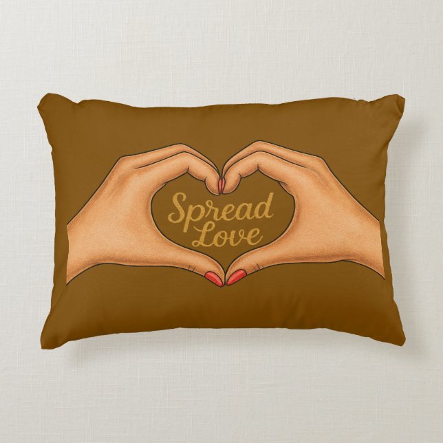 Spread Love Heart Hands Gold Quote –Throw Pillow (Front)