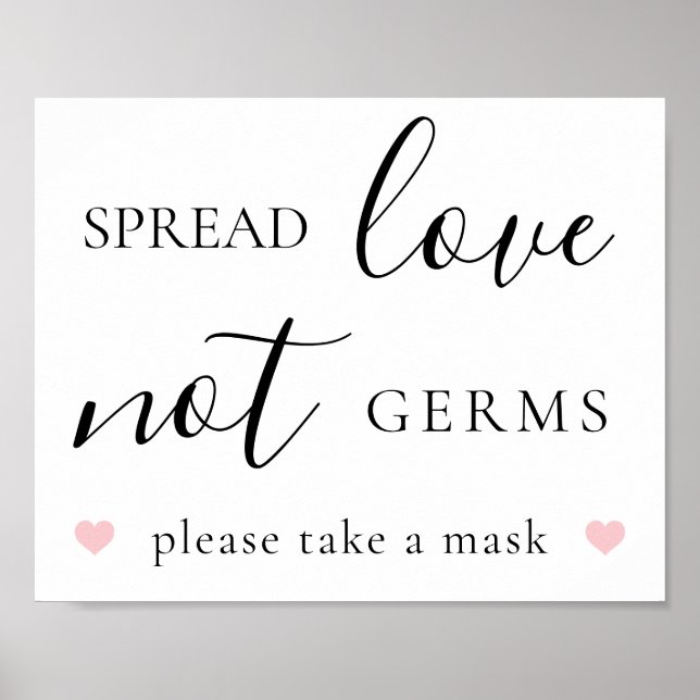 Spread Love Not Germs Covid Wedding Reception Sign (Front)