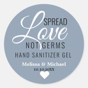 Spread Love Not Germs Dusty Blue Wedding Favour    Classic Round Sticker