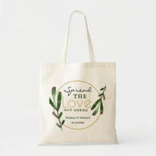 Spread Love Not Germs Greenery Wedding Favour Tote Bag
