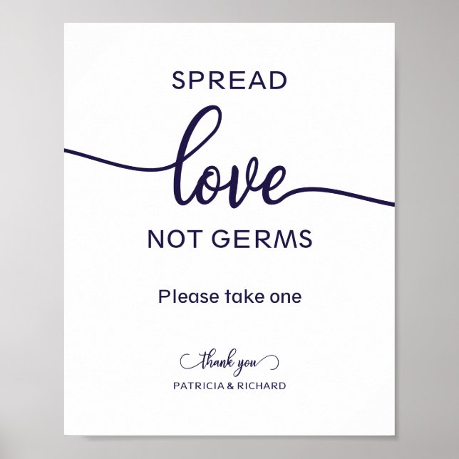 Spread Love Not Germs Hand Sanitizer Favours Sign (Front)