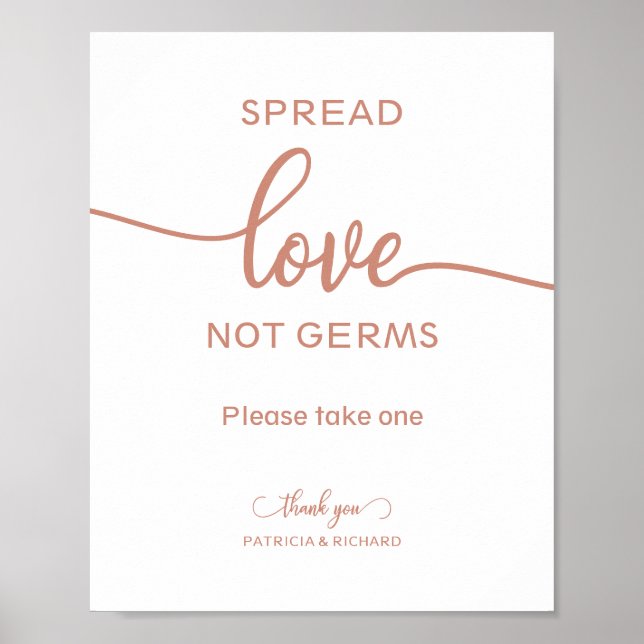 Spread Love Not Germs Hand Sanitizer Favours Sign (Front)