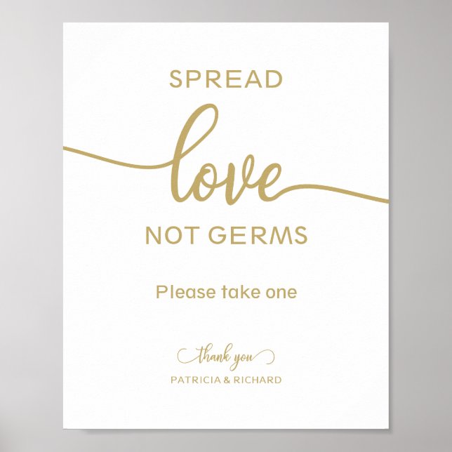 Spread Love Not Germs Hand Sanitizer Favours Sign (Front)