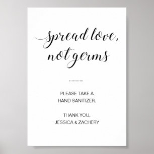 Spread Love Not Germs Hand Sanitizer Wedding Poster