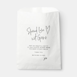 Spread Love Not Germs Wedding Guest Face Mask Favour Bags