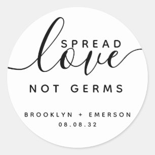 Spread Love Not Germs Wedding Hand Sanitizer  Classic Round Sticker
