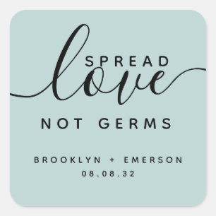 Spread Love Not Germs Wedding Hand Sanitizer Squar Square Sticker