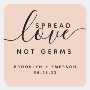 Spread Love Not Germs Wedding Hand Sanitizer Square Sticker