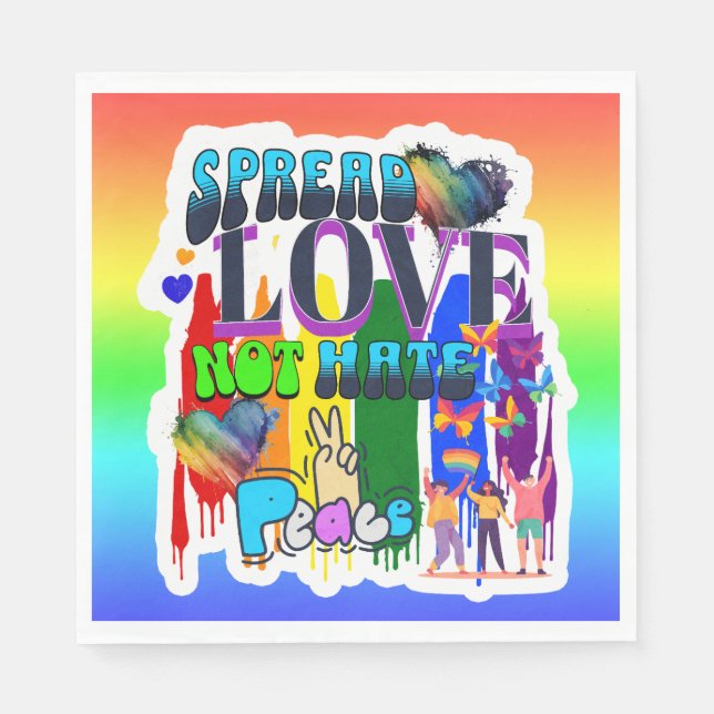 Spread Love Not Hate | LGBTQI+ Pride Napkin (Front)