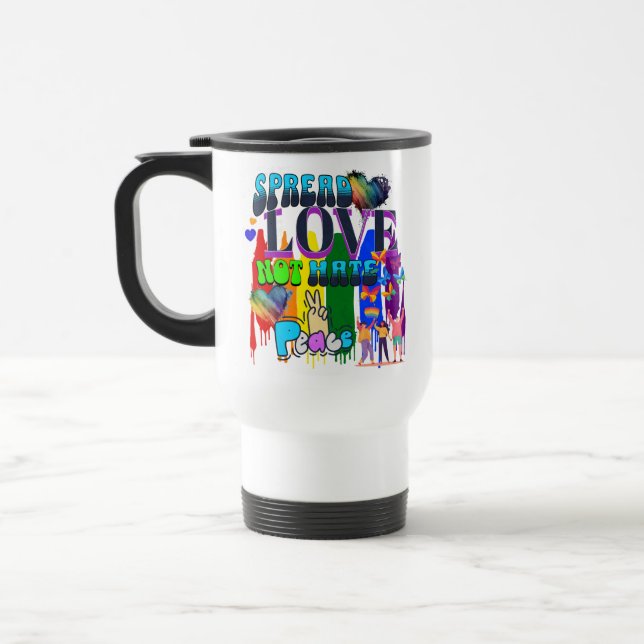 Spread Love Not Hate | LGBTQI+ Pride Travel Mug (Left)