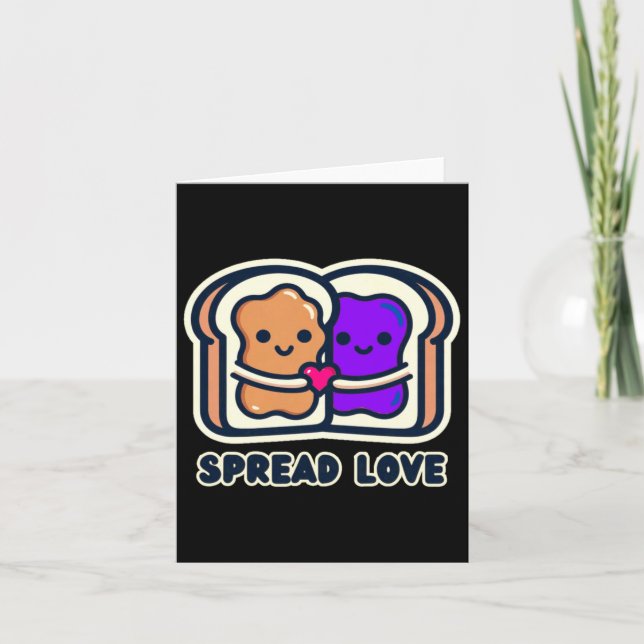 Spread Love Peanut Butter And Jelly Valentine Desi Card (Front)