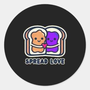 Spread Love Peanut Butter And Jelly Valentine Desi Classic Round Sticker