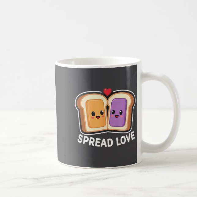 Spread Love Peanut Butter And Jelly Valentine Desi Coffee Mug (Right)