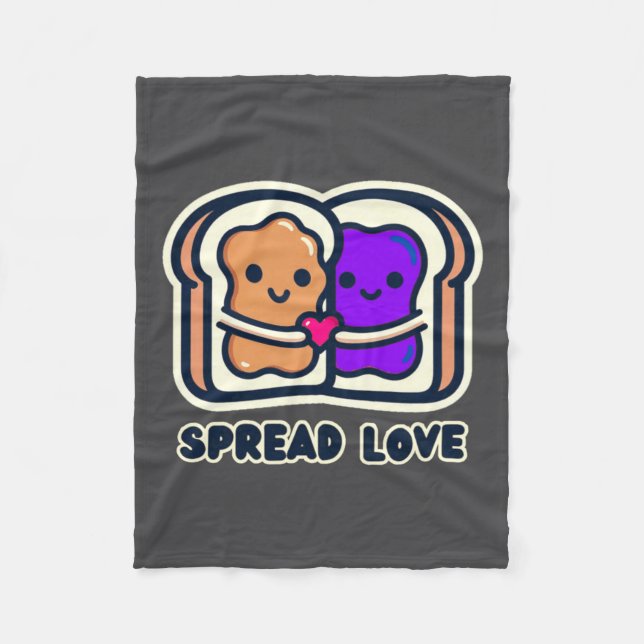 Spread Love Peanut Butter And Jelly Valentine Desi Fleece Blanket (Front)