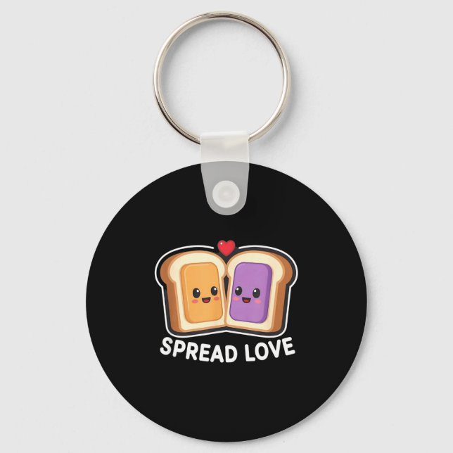 Spread Love Peanut Butter And Jelly Valentine Desi Key Ring (Front)