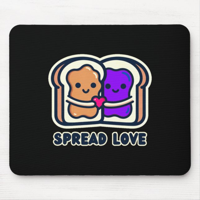 Spread Love Peanut Butter And Jelly Valentine Desi Mouse Mat (Front)