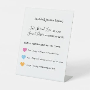 Spread Love Social Distance Colour Coded Wedding Pedestal Sign