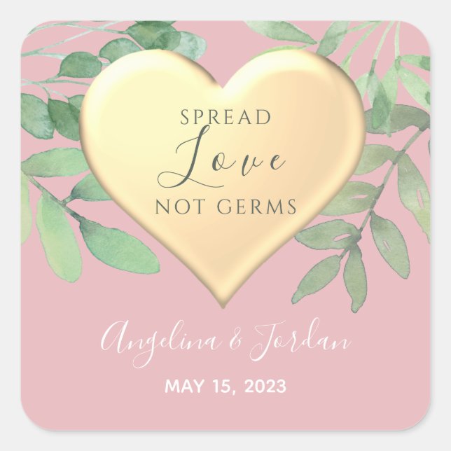 Spread Love Wedding Favour Square Sticker (Front)