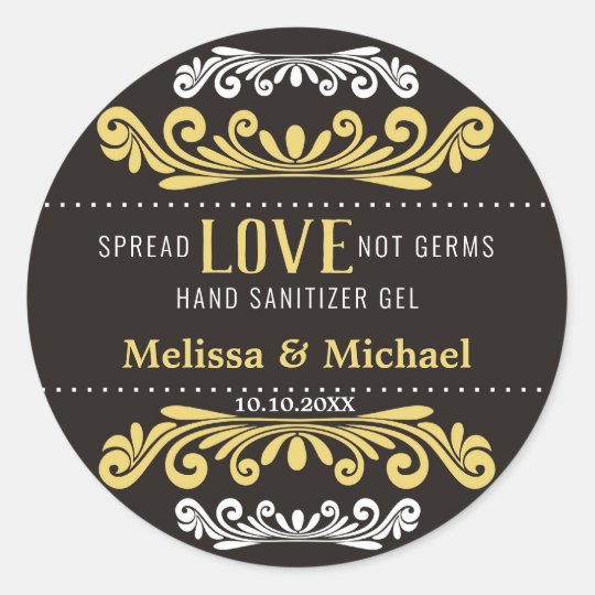 Spread Love Wedding Hand Sanitizer Favors Yellow Classic