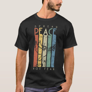 Spread Peace Not Fear Retro Stripes Dove T-shirts