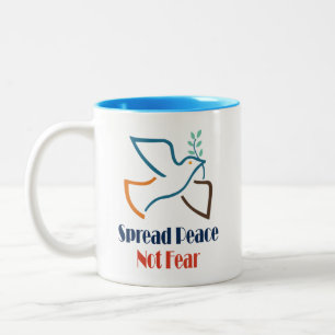 Spread Peace Not Fear Vintage Retro Dove Two-Tone Coffee Mug
