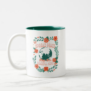 Spread Peace Not Fear World Peace Flowers Two-Tone Coffee Mug
