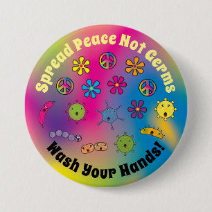 Spread Peace Not Germs Cute Cartoon Germs 7.5 Cm Round Badge