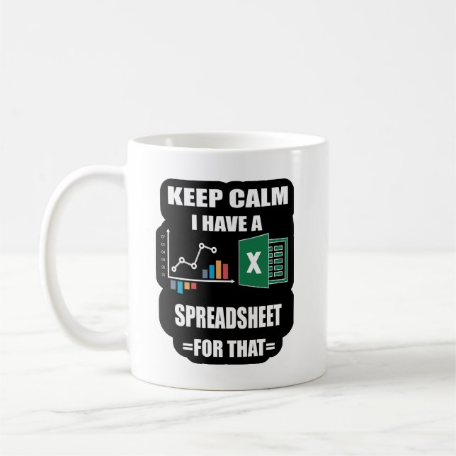 Spread Sheet Mug, Excel Mug Shortcut, Mug Excel,  (Left)