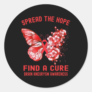 Spread The Hope Find A Cure Brain Aneurysm Awarene Classic Round Sticker