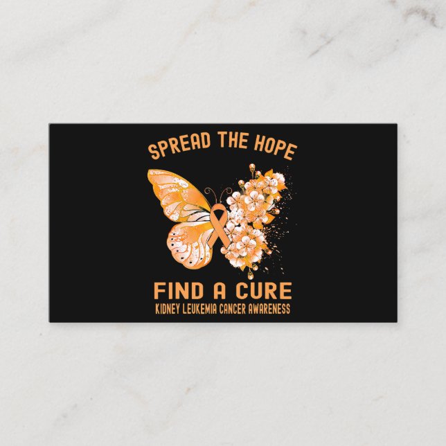 Spread The Hope Find A Cure Kidney Leukaemia Cance Business Card (Front)