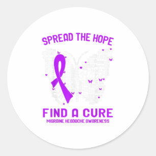 Spread The Hope Find A Cure Migraine Headach Classic Round Sticker