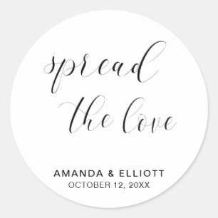 Spread The Love Black and White Simple Wedding Classic Round Sticker