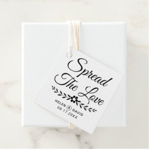 Spread the Love black typography, flower wedding Favour Tags