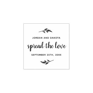 Spread The Love Custom Names & Date Wedding Rubber Stamp