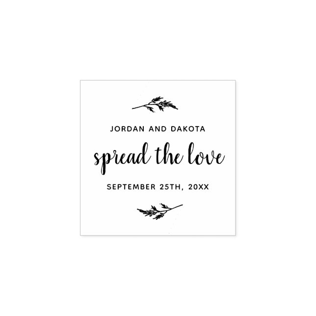 Spread The Love | Custom Names & Date Wedding Rubber Stamp (Imprint)