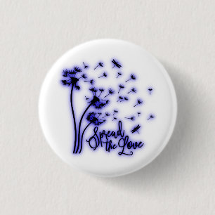 Spread The Love Dandelions and Dragonflies 3 Cm Round Badge