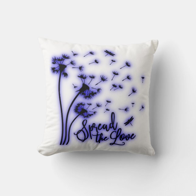 Spread The Love Dandelions and Dragonflies Cushion (Front)